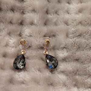 Charming Charlie - Gold and Dark Grey Teardrop Earrings